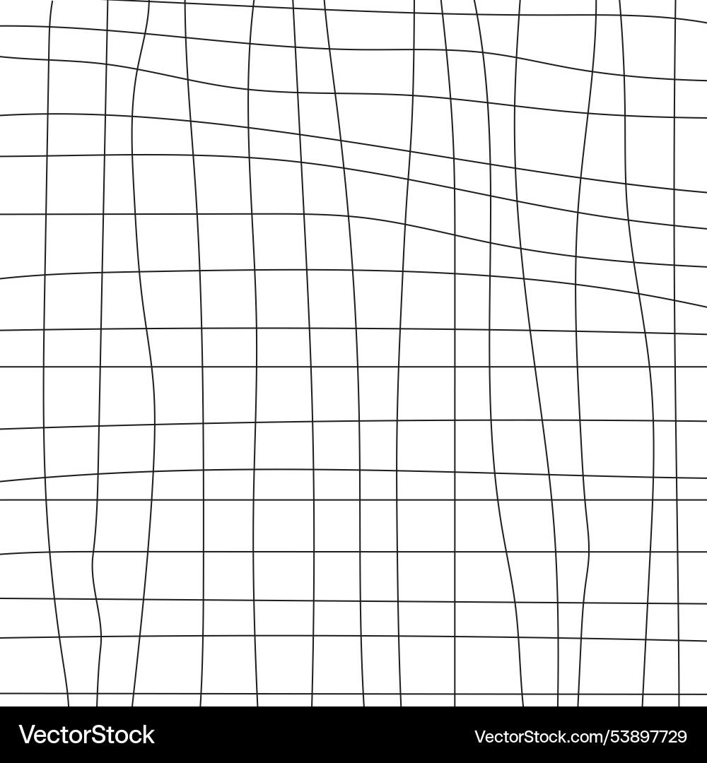 Wavy abstract grid pattern in black thin lines vector image