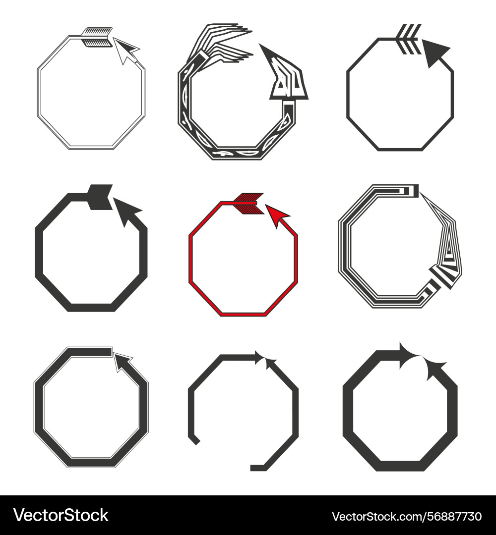 Arrow loop octagon frame bold direction Arrow loop octagon frame bold direction vector image