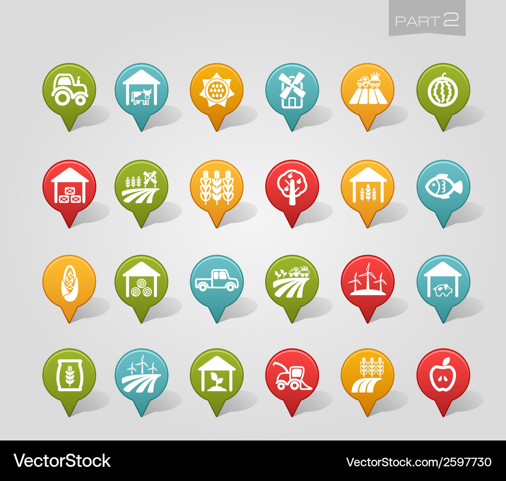 Mapping pins icons farm part 2 Vector Image