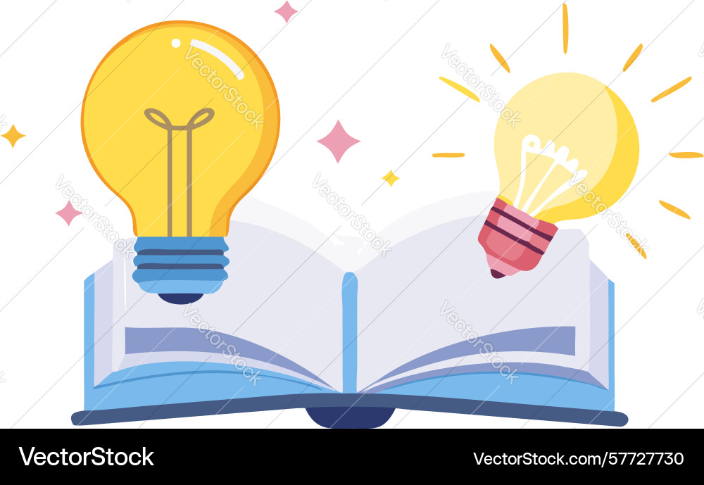 Open book with multiple ideas brainstorming vector image