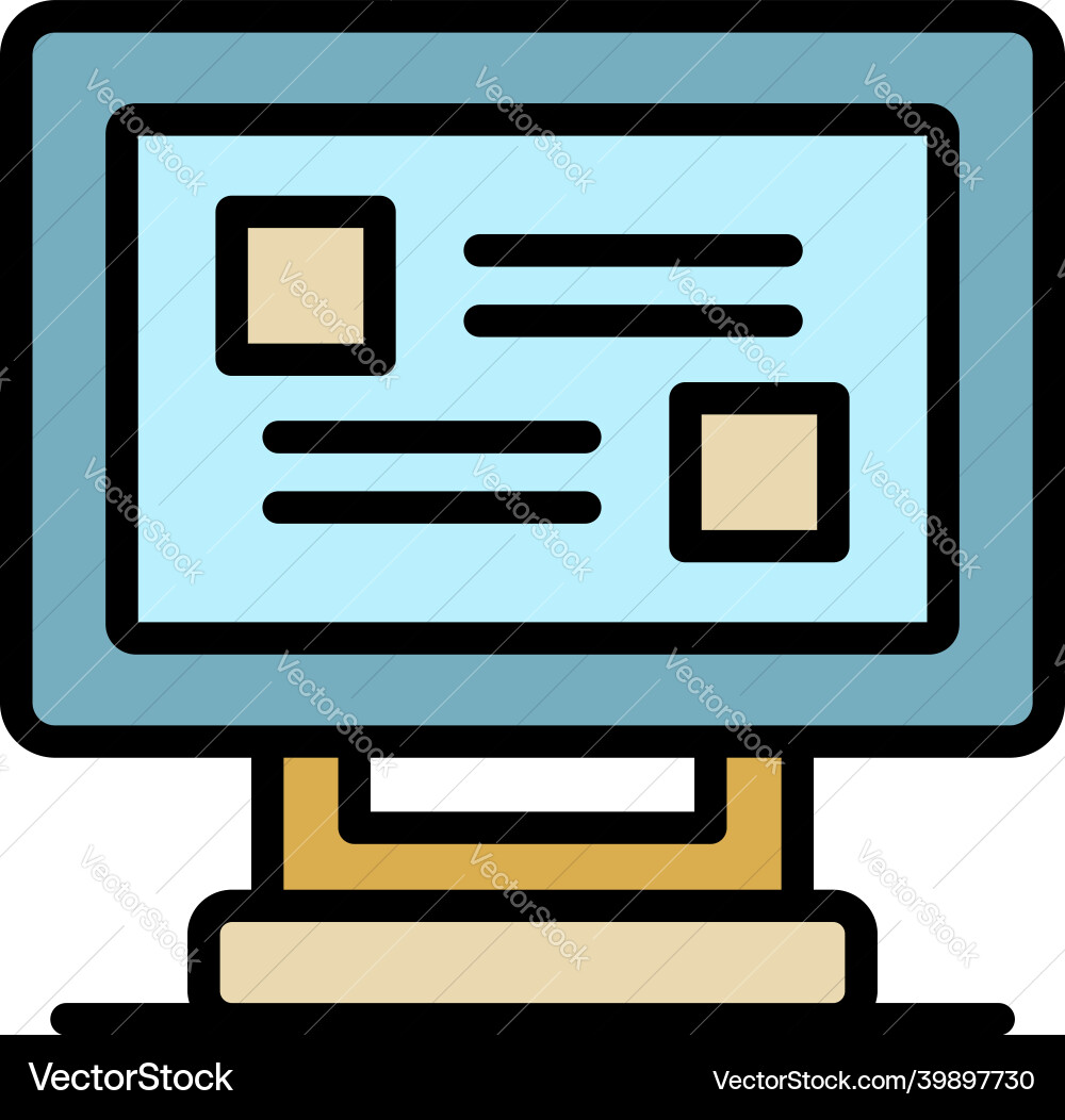 Quiz monitor icon color outline Quiz monitor icon color outline vector image
