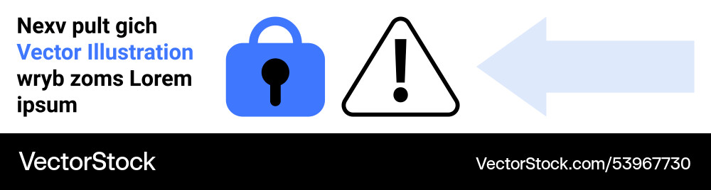 Secure lock with caution sign and arrow in modern Secure lock with caution sign and arrow in modern Vector Image