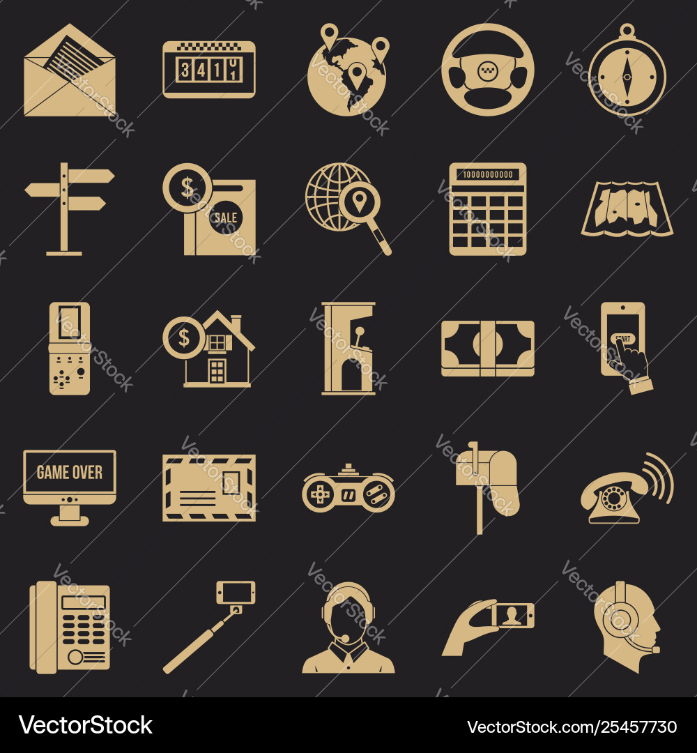 Service phone icons set simple style Service phone icons set simple style Vector Image
