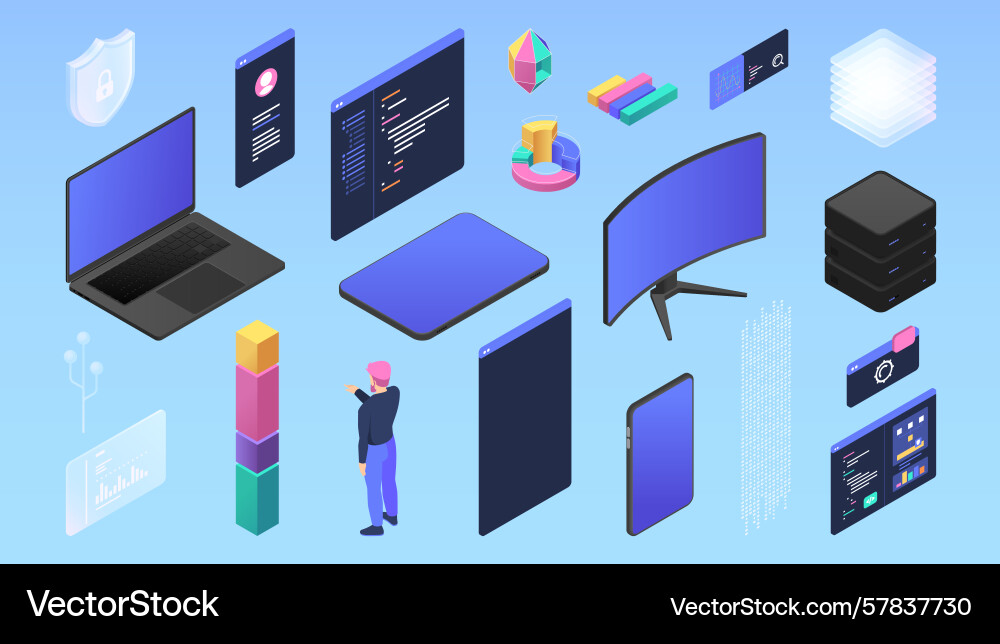 Software development or coding programming vector image
