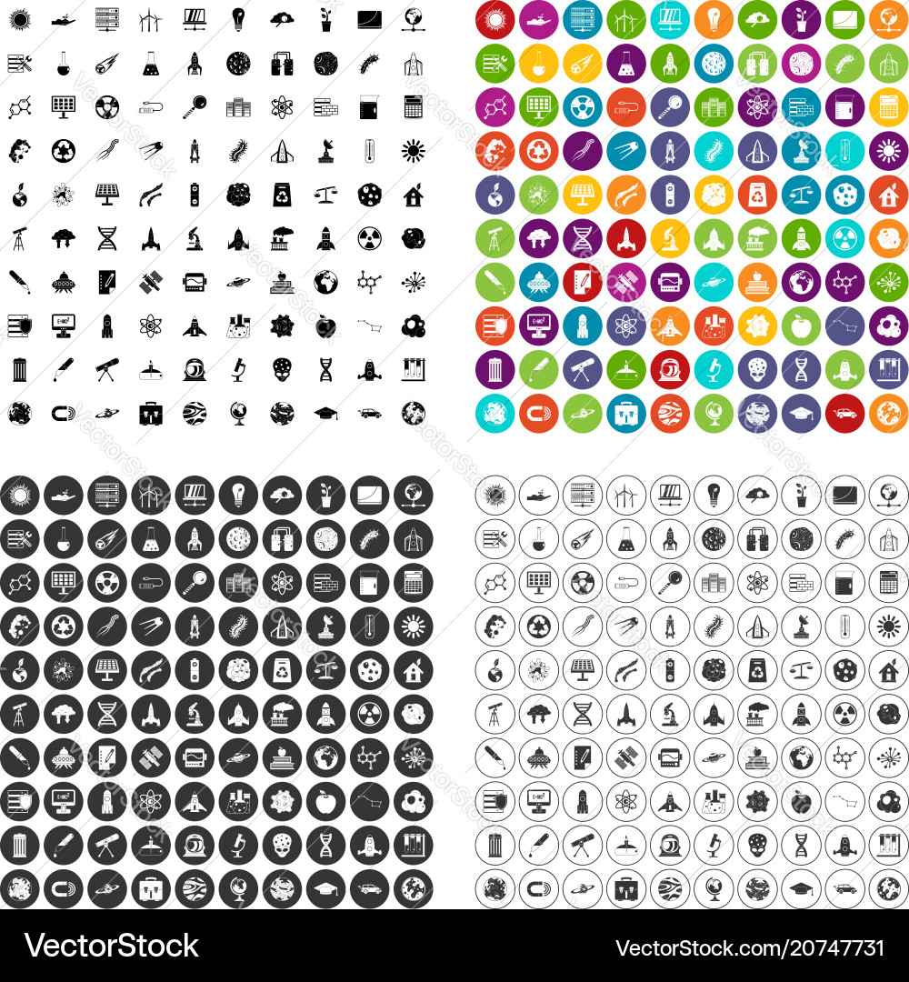 100 space icons set variant vector image
