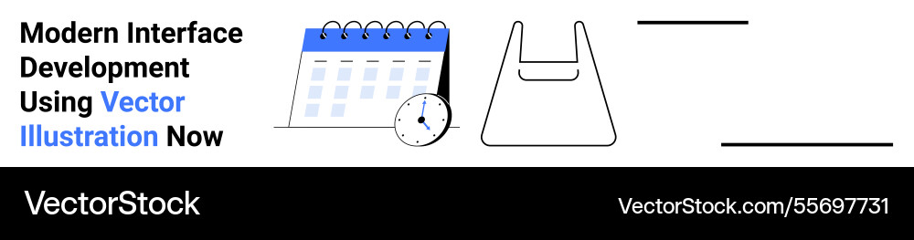 Calendar and clock with minimalist task icons vector image