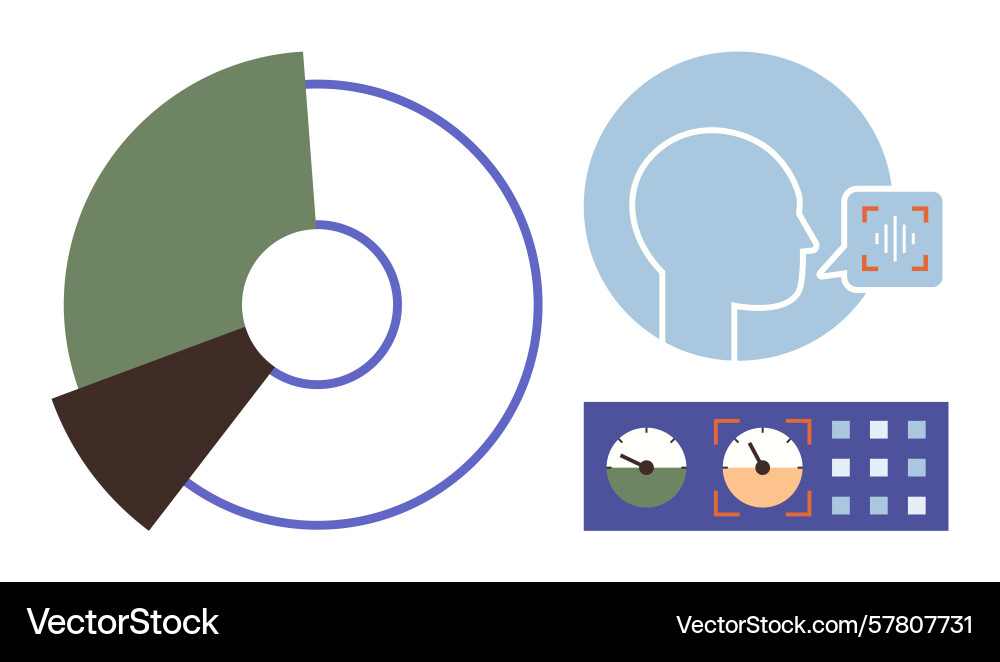 Data analysis dashboard with pie chart voice Data analysis dashboard with pie chart voice vector image