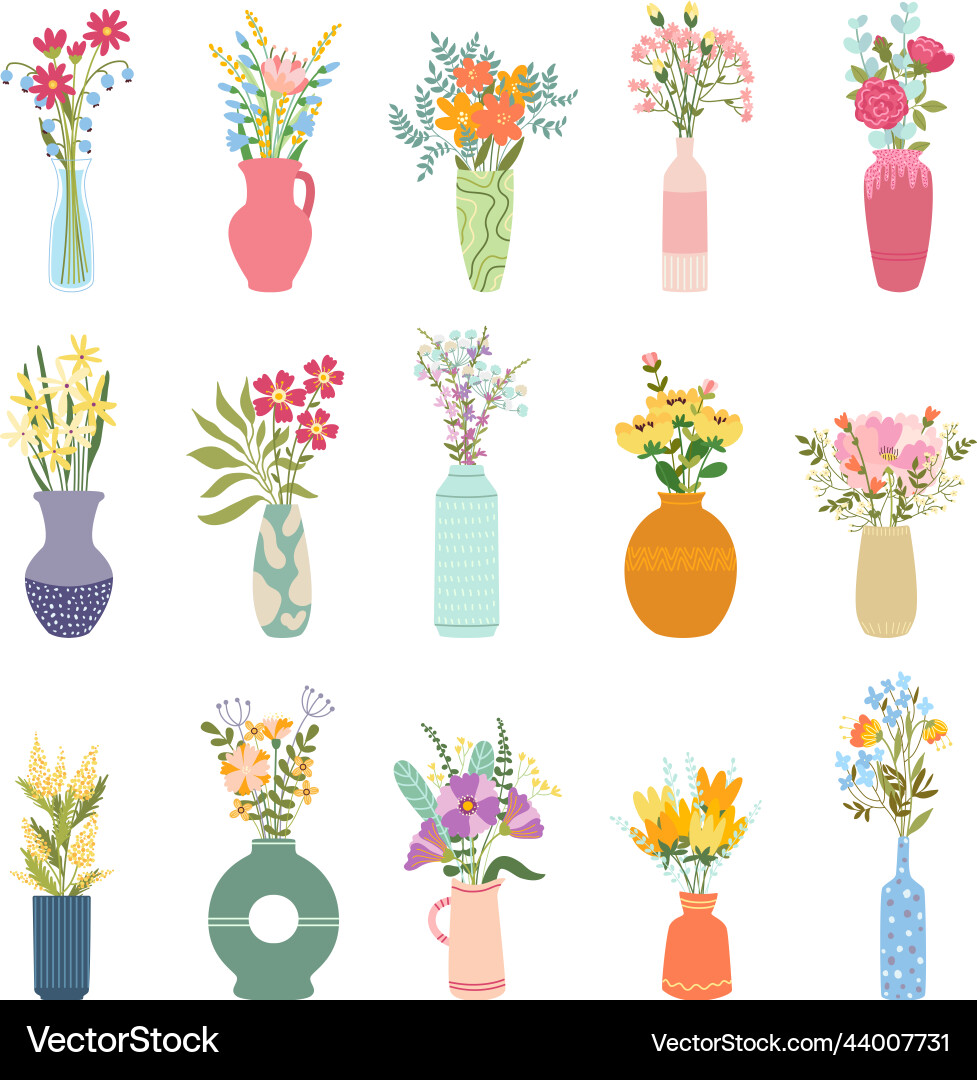 Flowers in vase elegant bouquets bunch vector image