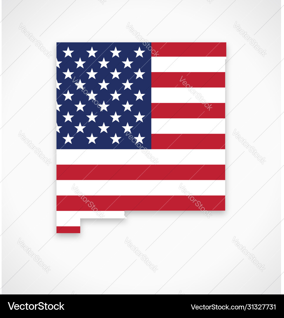 New Mexico State Map with Flag Vector Image