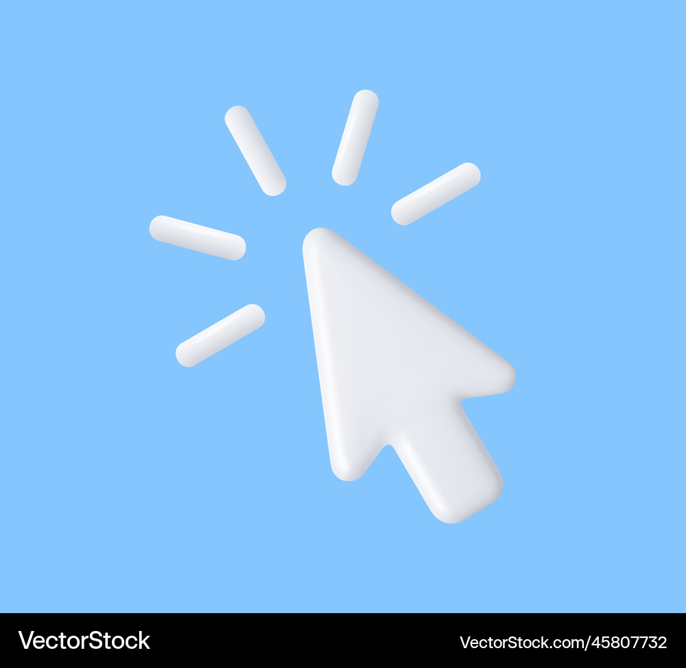 3D Mouse Cursor - White Royalty Free Vector Image