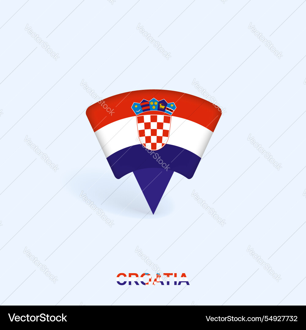 Croatia flag map pointer design with shadow vector image
