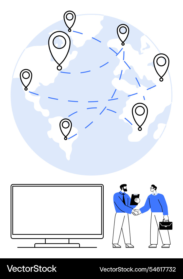 Global network visualization with business team Vector Image