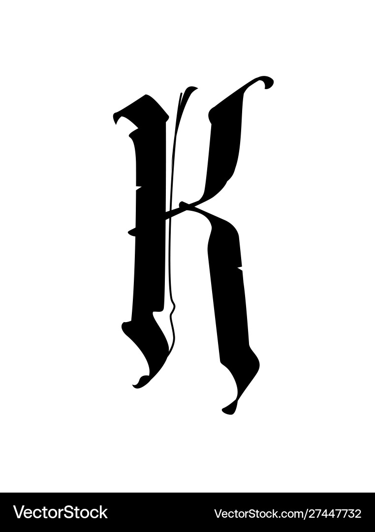 Letter k in gothic style alphabet the symbol Letter k in gothic style alphabet the symbol vector image