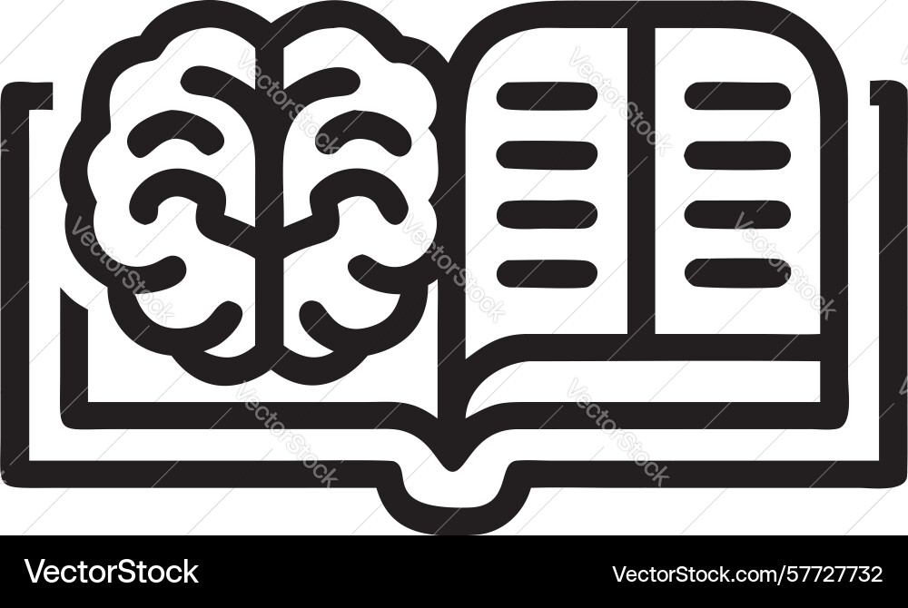 Open book with brain icon intelligence cognitive vector image