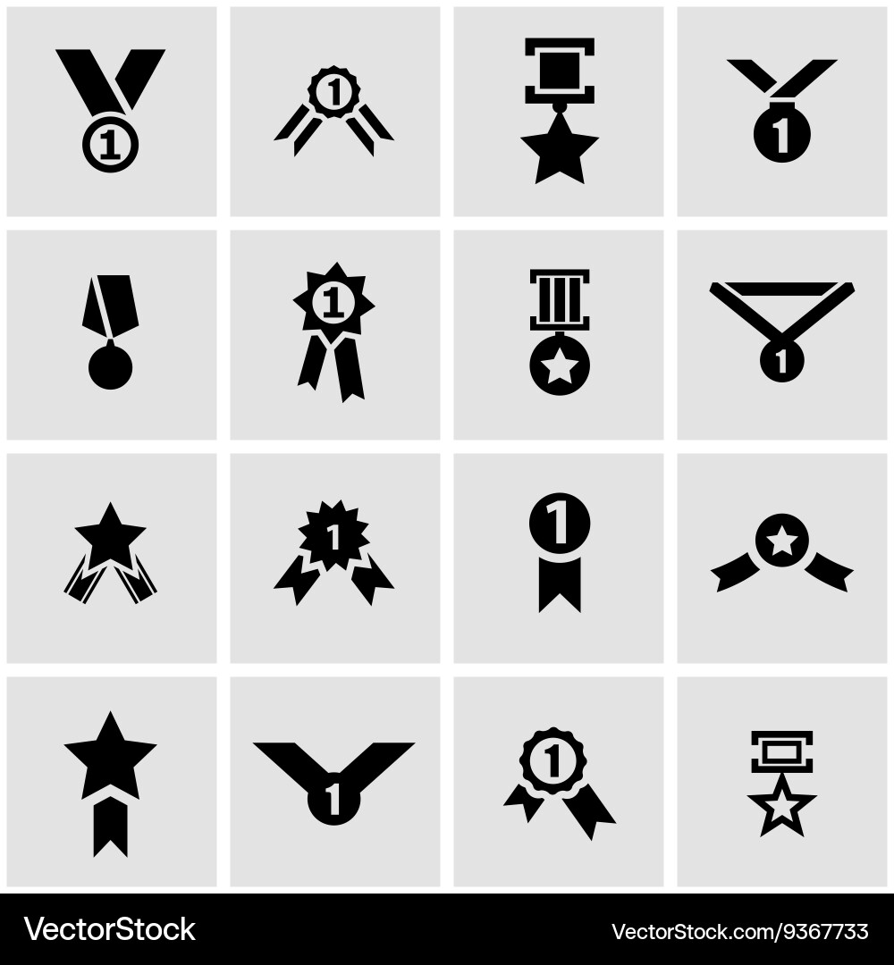 Black award medal icon set Vector Image