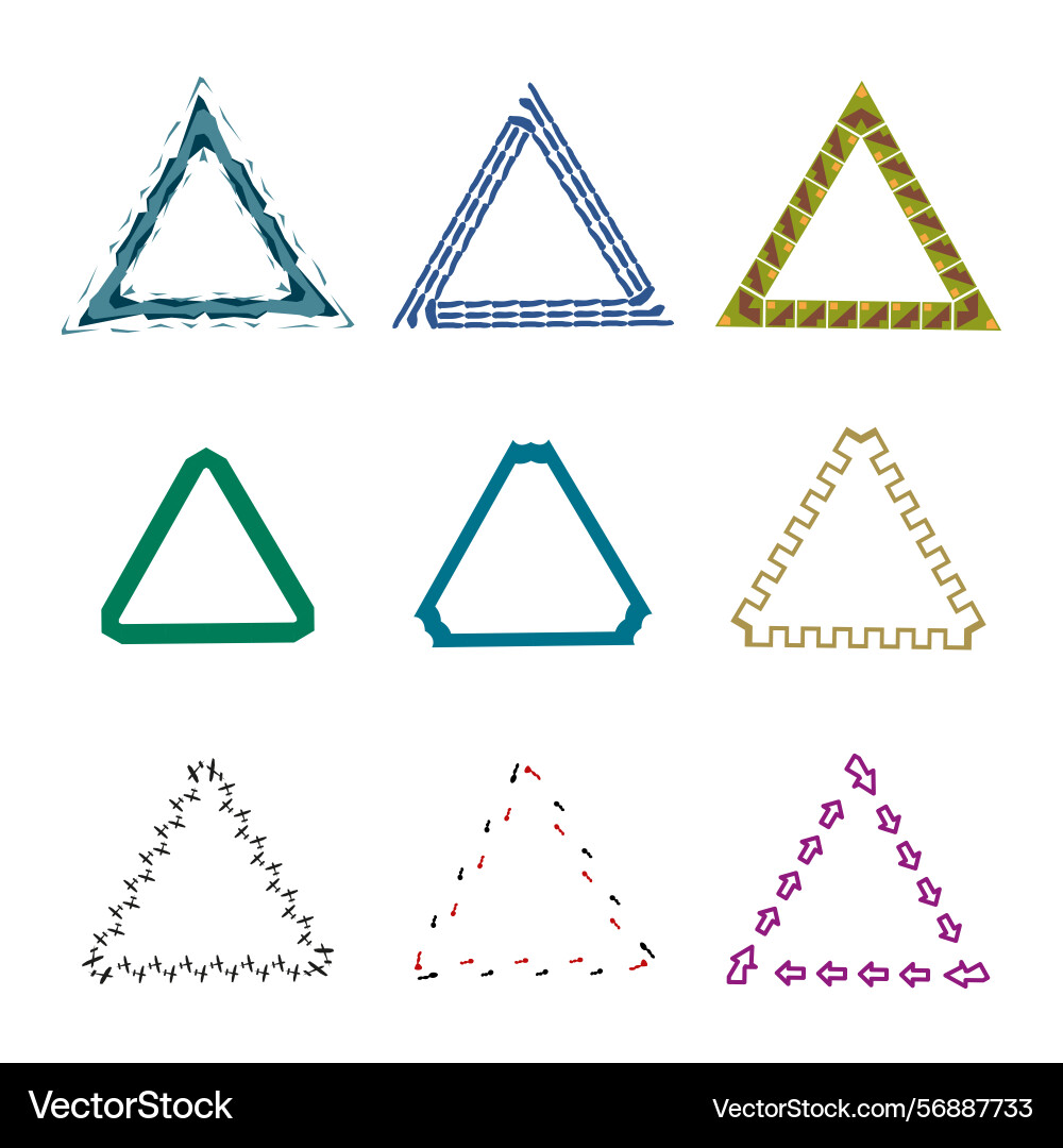 Bright triangle designs abstract patterned frames Bright triangle designs abstract patterned frames vector image