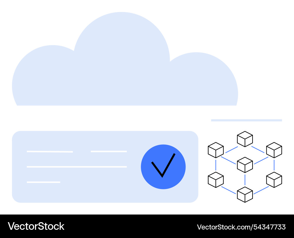 Cloud storage and blockchain network vector image