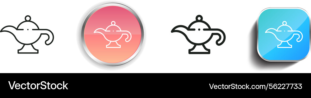 Magic lamp icon thin linear regular and button vector image