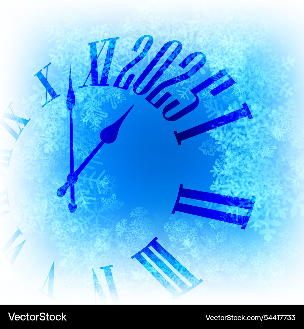 New years clock with snowflake background New years clock with snowflake background vector image