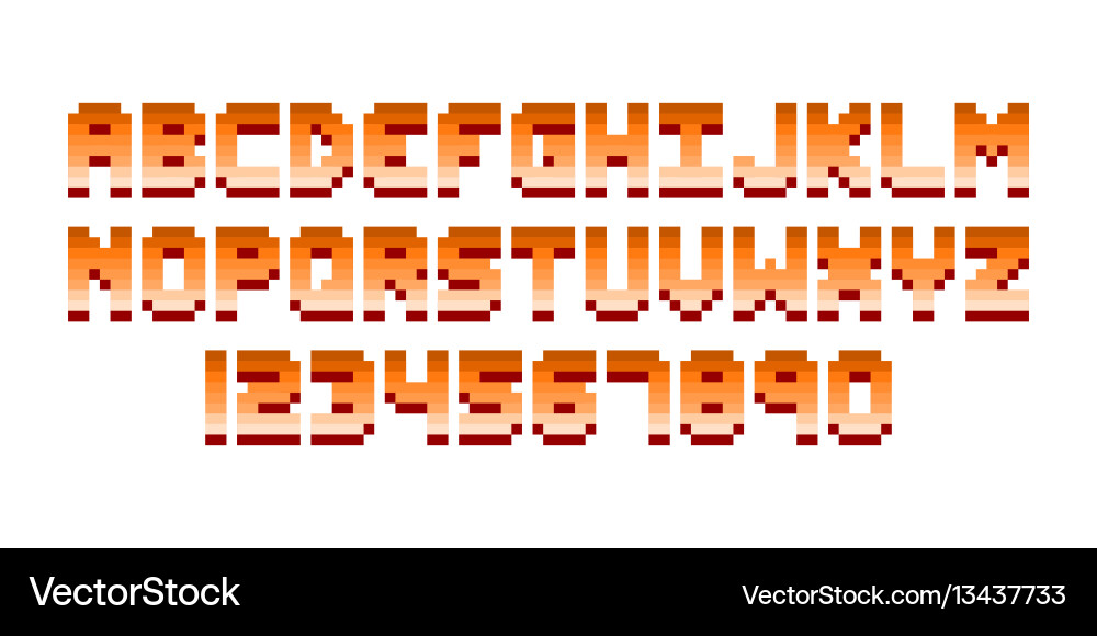 Pixel retro font computer game design Pixel retro font computer game design vector image