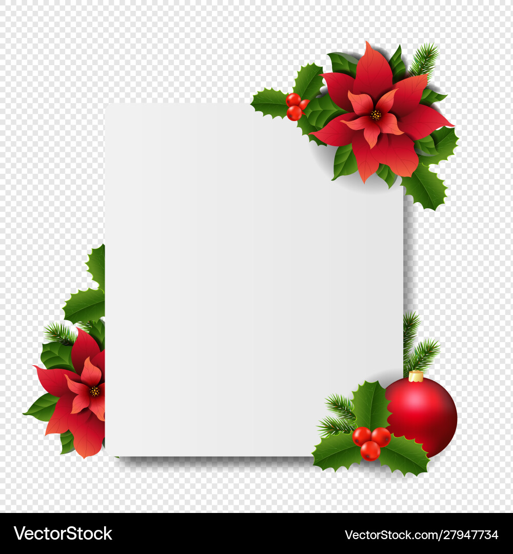 Banner with red christmas poinsettia transparent Banner with red christmas poinsettia transparent Vector Image