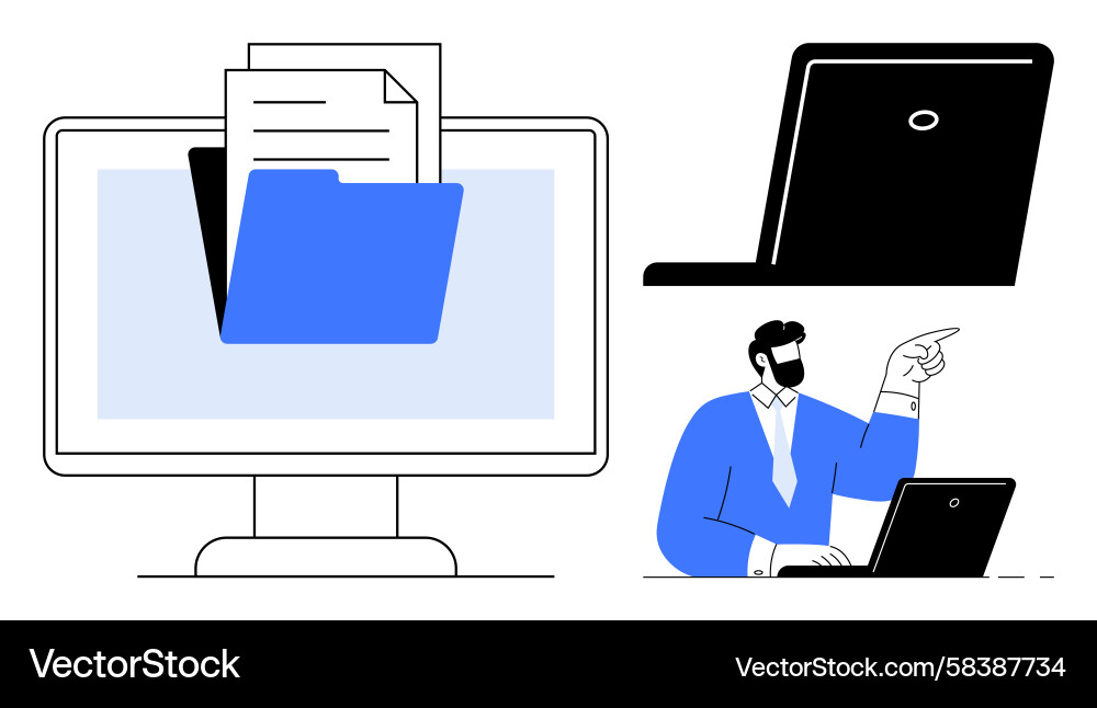 Digital File Organization Workflow Vector Image