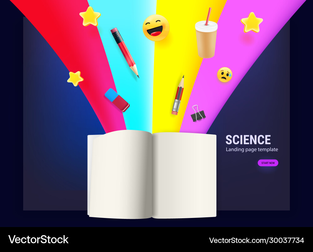 Dynamic Book with Elements Vector Image