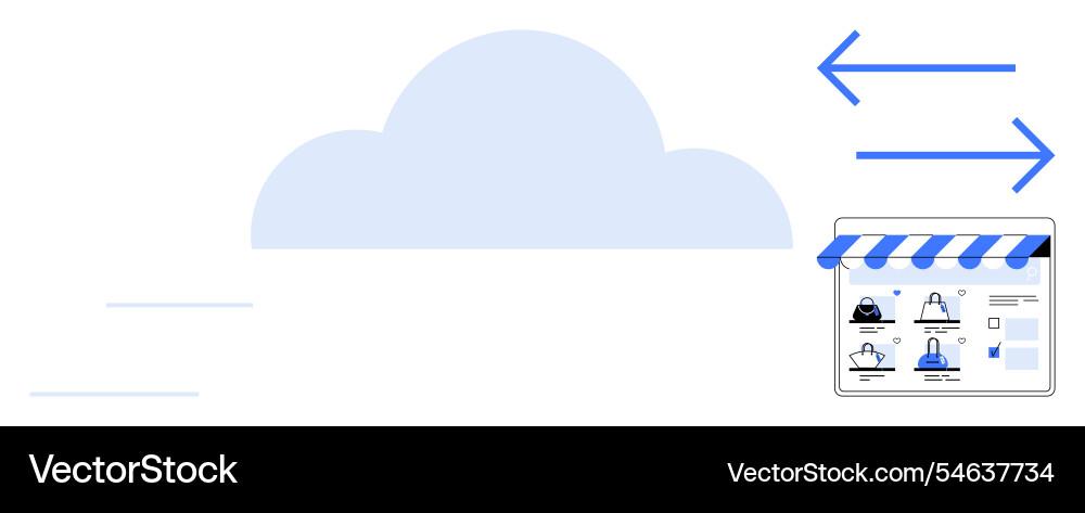 E-commerce storefront with cloud-based data E-commerce storefront with cloud-based data vector image