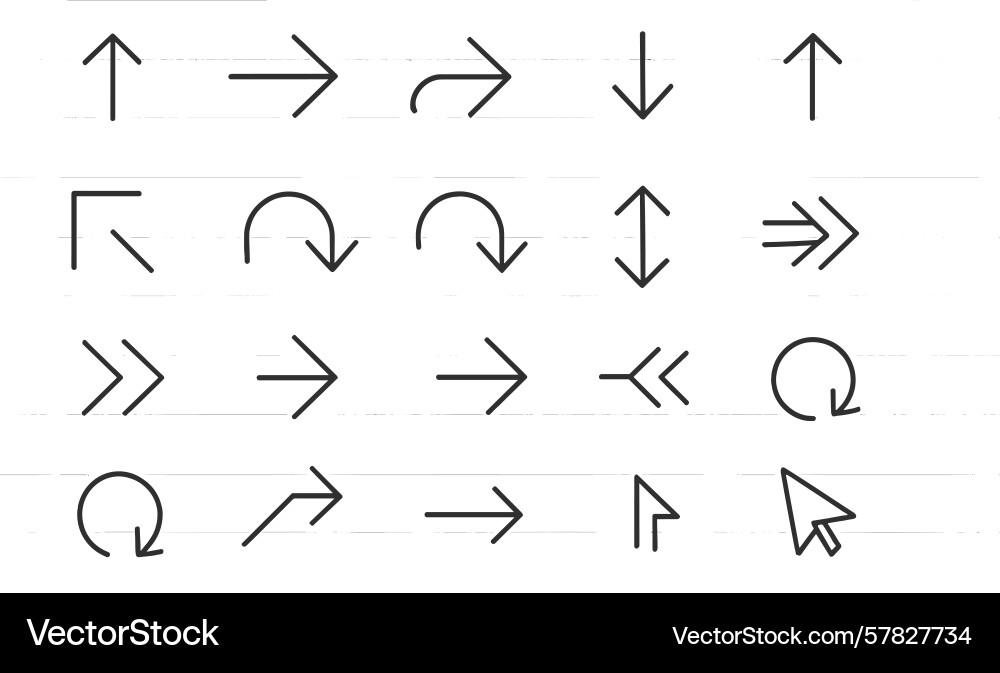 Set of web icons featuring arrows and directional Set of web icons featuring arrows and directional vector image