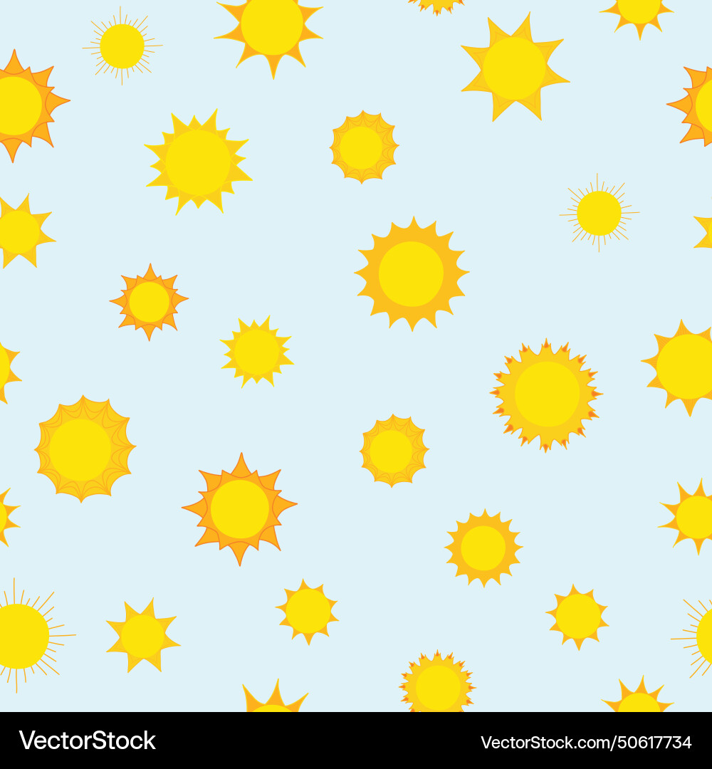 Sunny suns in orange and yellow on blue background Sunny suns in orange and yellow on blue background vector image