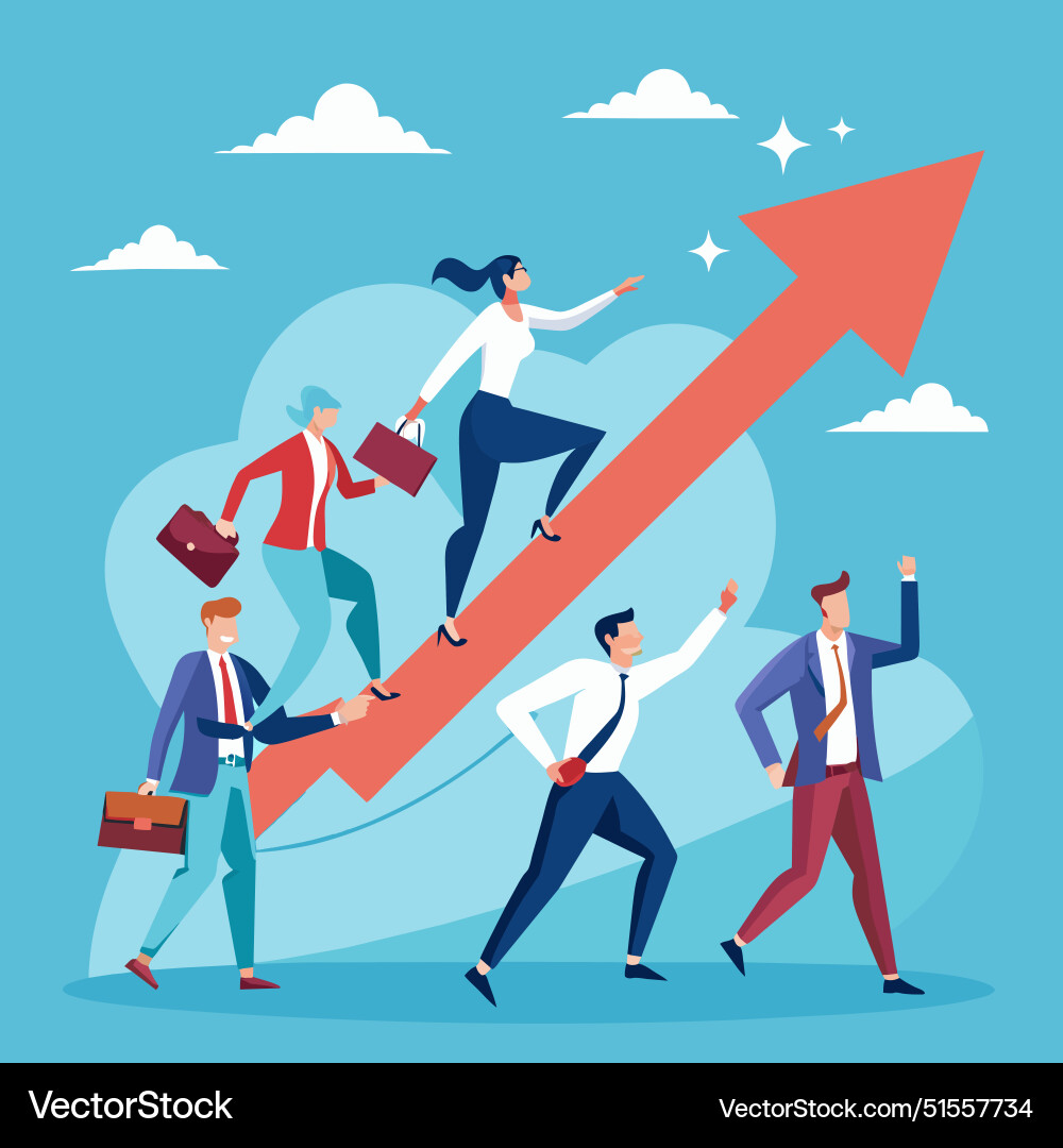 Team target or achievement teamwork leadership Team target or achievement teamwork leadership vector image