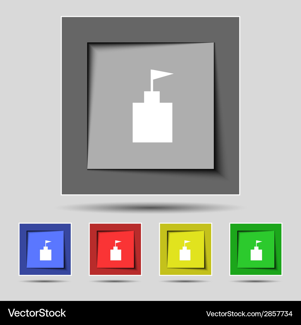 Tower icon set flat modern web colour button Vector Image