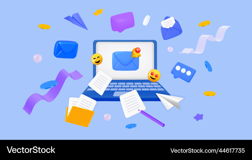 3d laptop render element network 3d laptop render element network vector image
