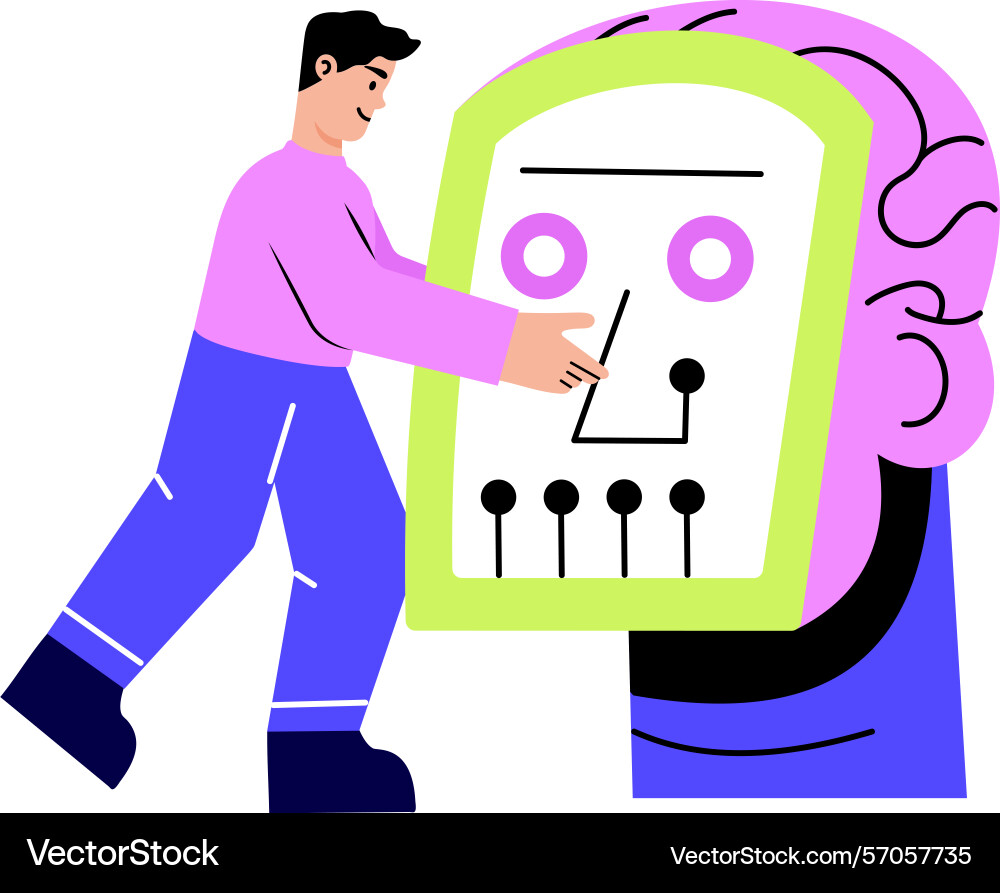A flat style showing robot engineer Vector Image