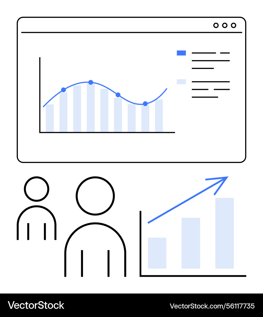 Business data dashboard with line graph bar chart Business data dashboard with line graph bar chart vector image