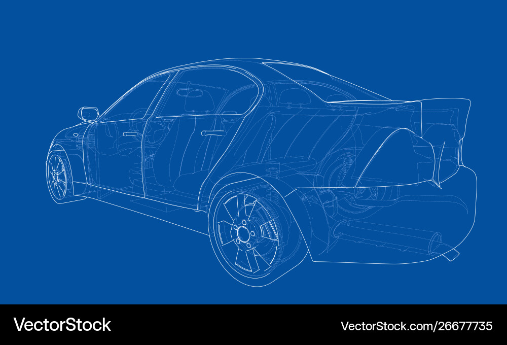 Concept car rendering 3d vector image