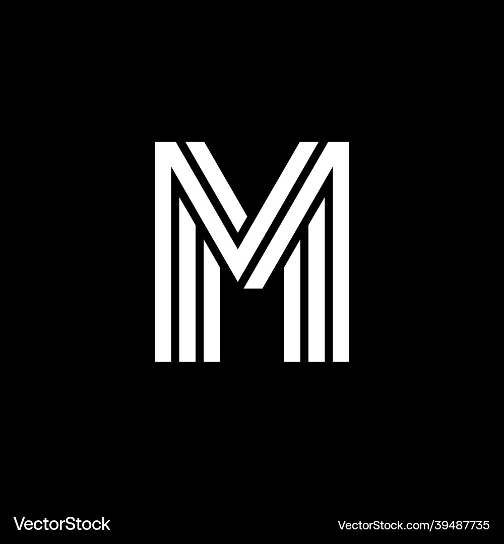 Dreifache doppelte Linie Buchstaben logotype m Vektorbild