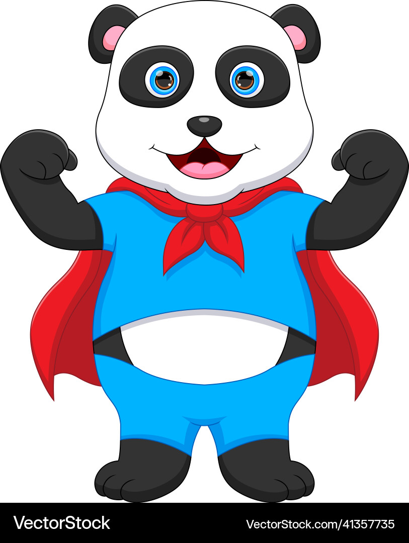 Süße Panda trägt ein Superheld Kostüm Süße Panda trägt ein Superheld Kostüm vektorbild