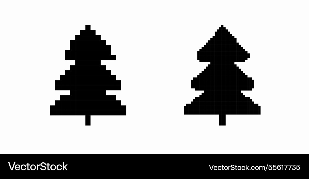 Simple pixel art tree designs with clear lines Vector Image