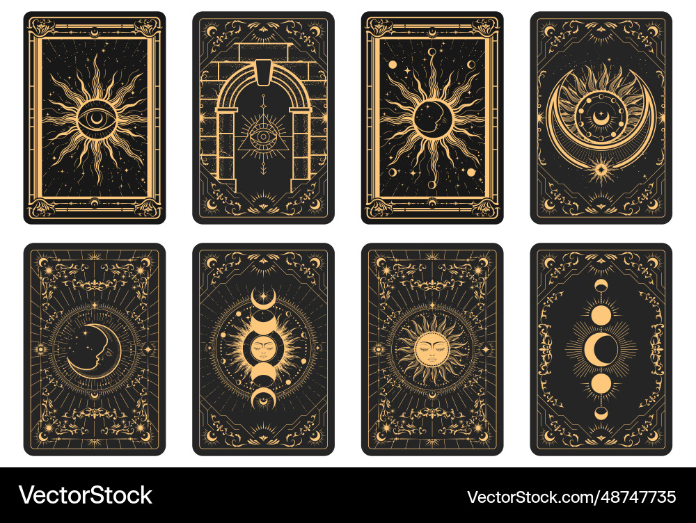 Tarot cards batch reverse side magic frame vector image