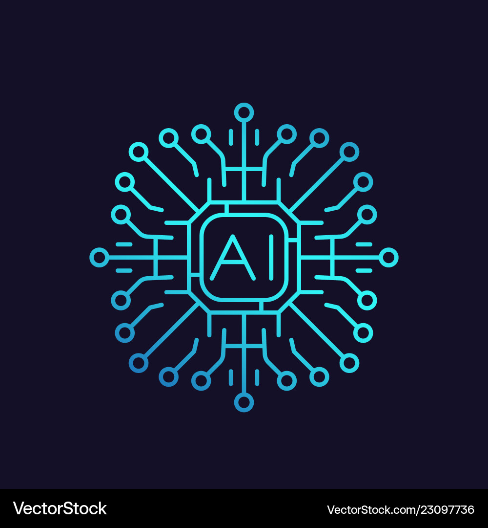 Artificial Intelligence Icon - AI Circuit vector image