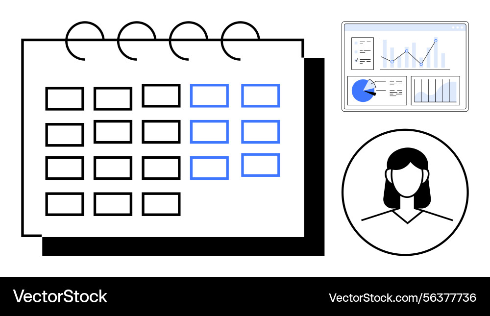 Calendar interface with analytics and user profile Vector Image
