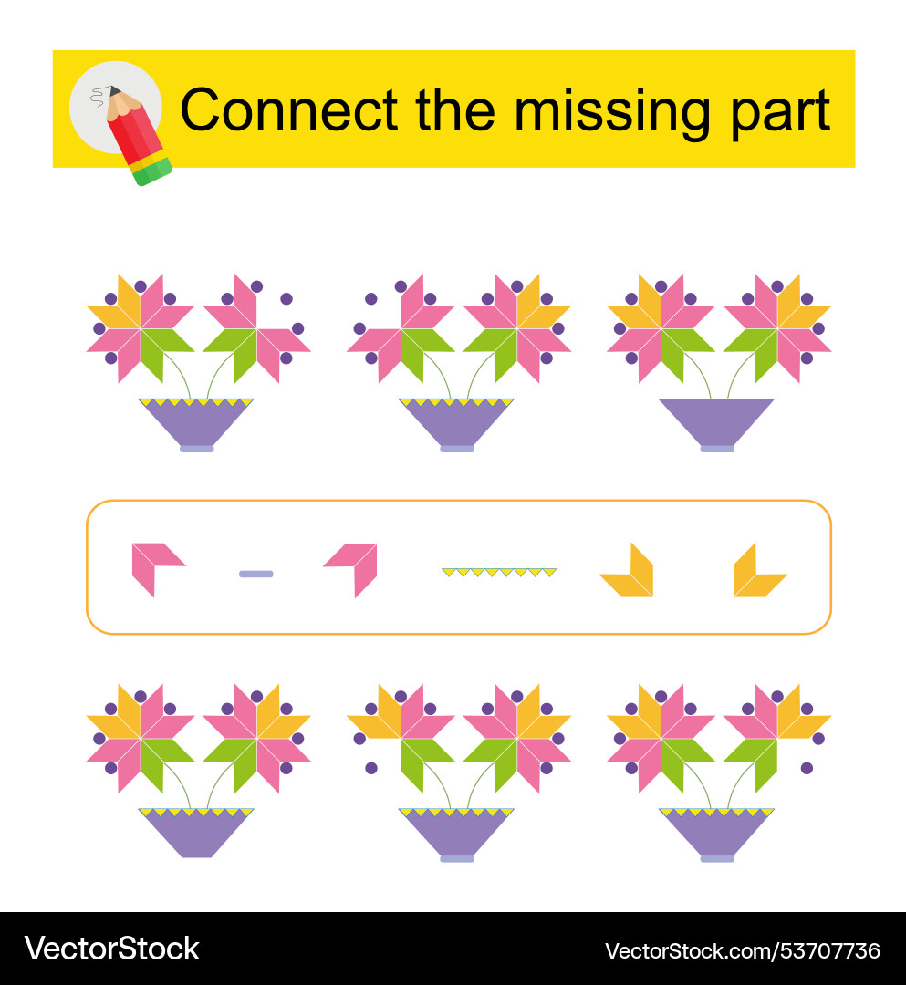 Connect the missing part attention task for kids Connect the missing part attention task for kids vector image