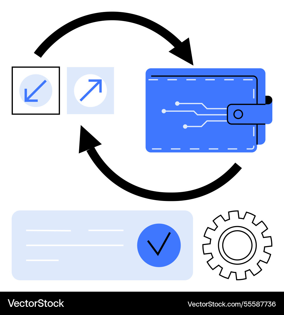 Digital wallet and financial transactions workflow Digital wallet and financial transactions workflow vector image