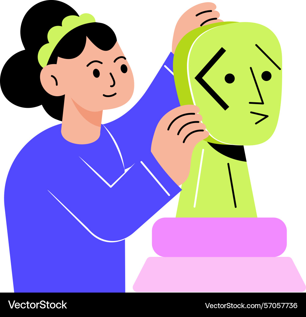 Flat style showing a character making Vector Image