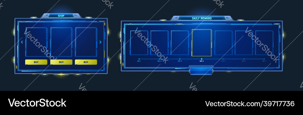 Game hud frames for shop and daily reward Game hud frames for shop and daily reward vector image