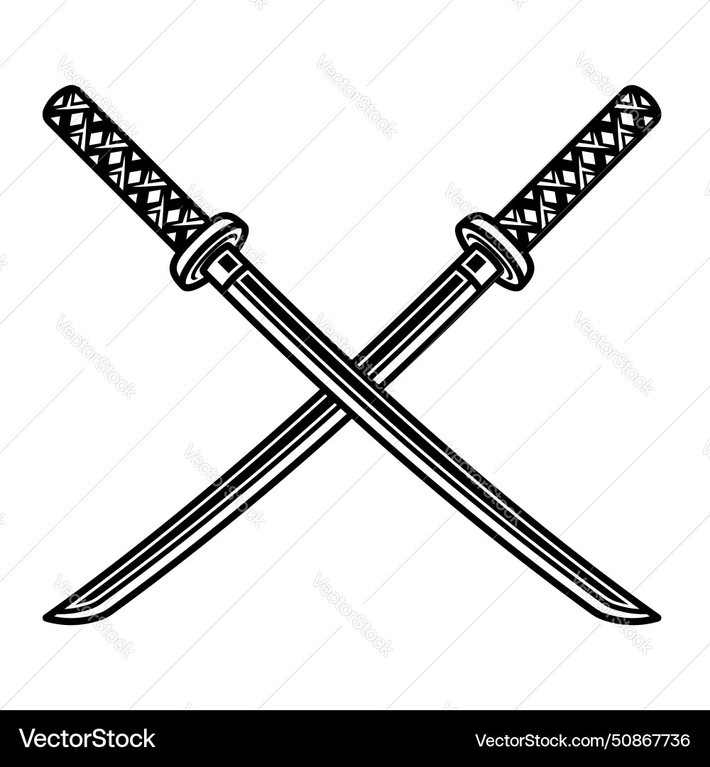 Katana two crossed swords object or element Katana two crossed swords object or element vector image