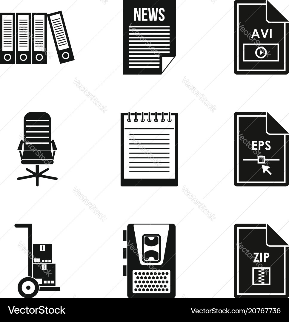 Main document icons set simple style Main document icons set simple style Vector Image