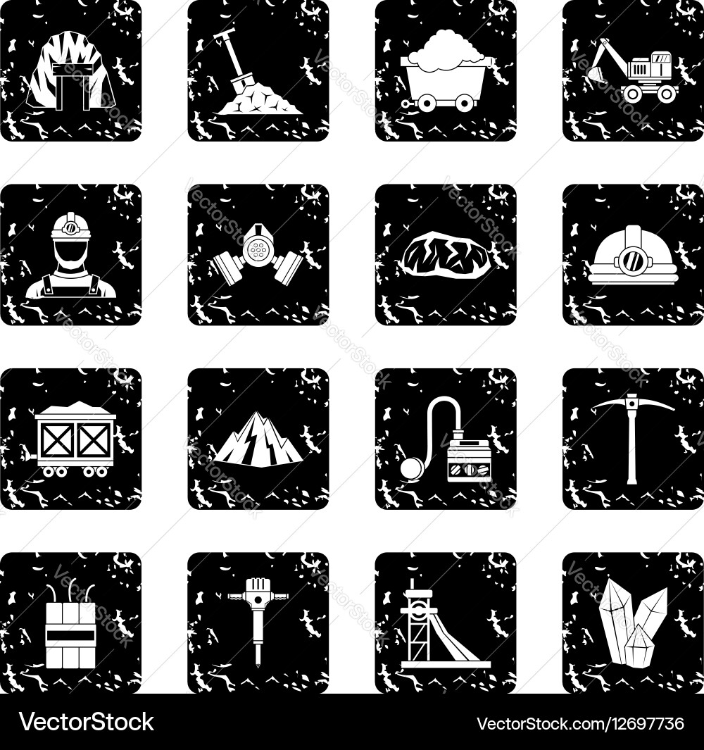 Miner icons set Vector Image