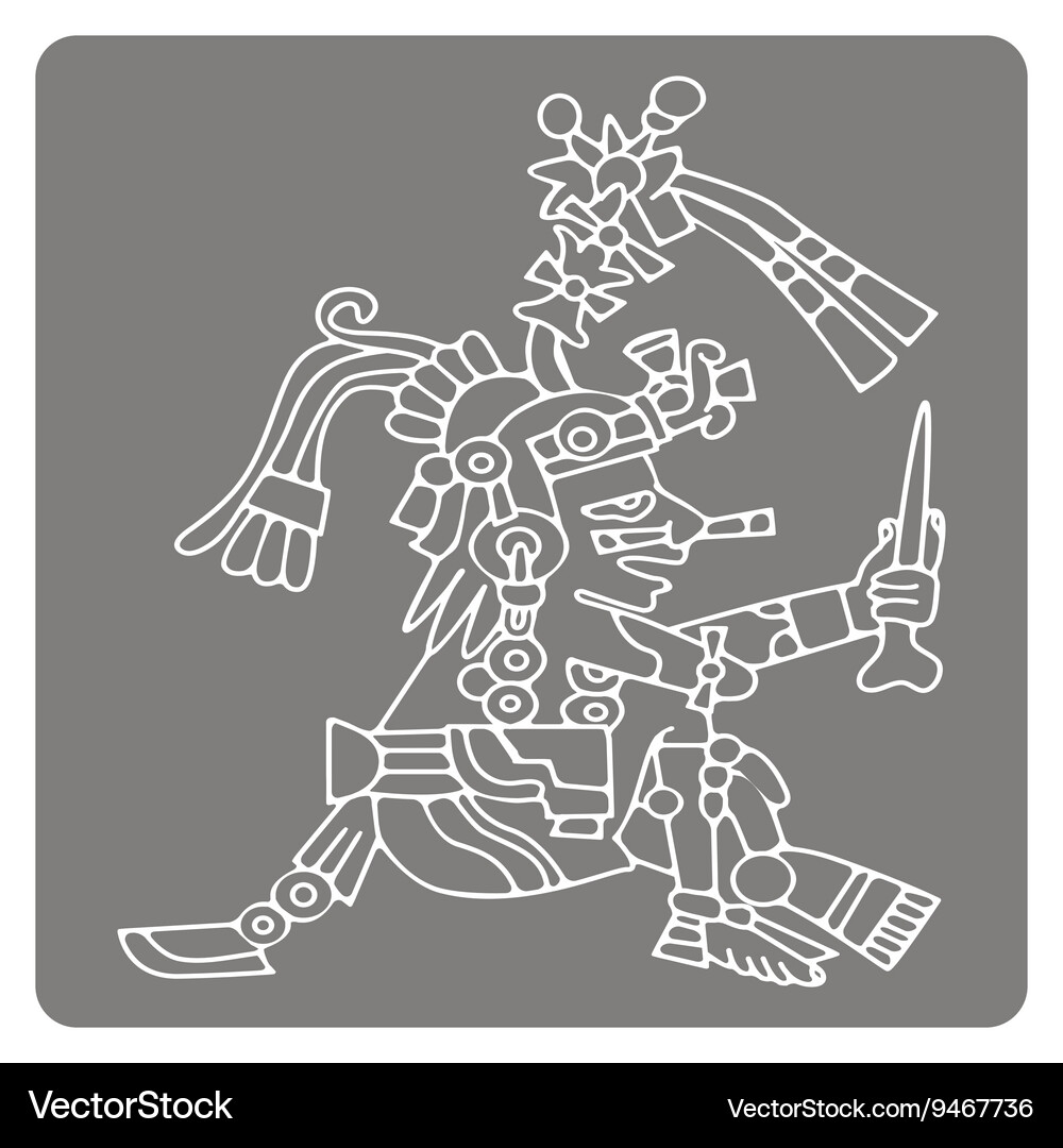 Monochrome icon with symbols from aztec codices Vector Image